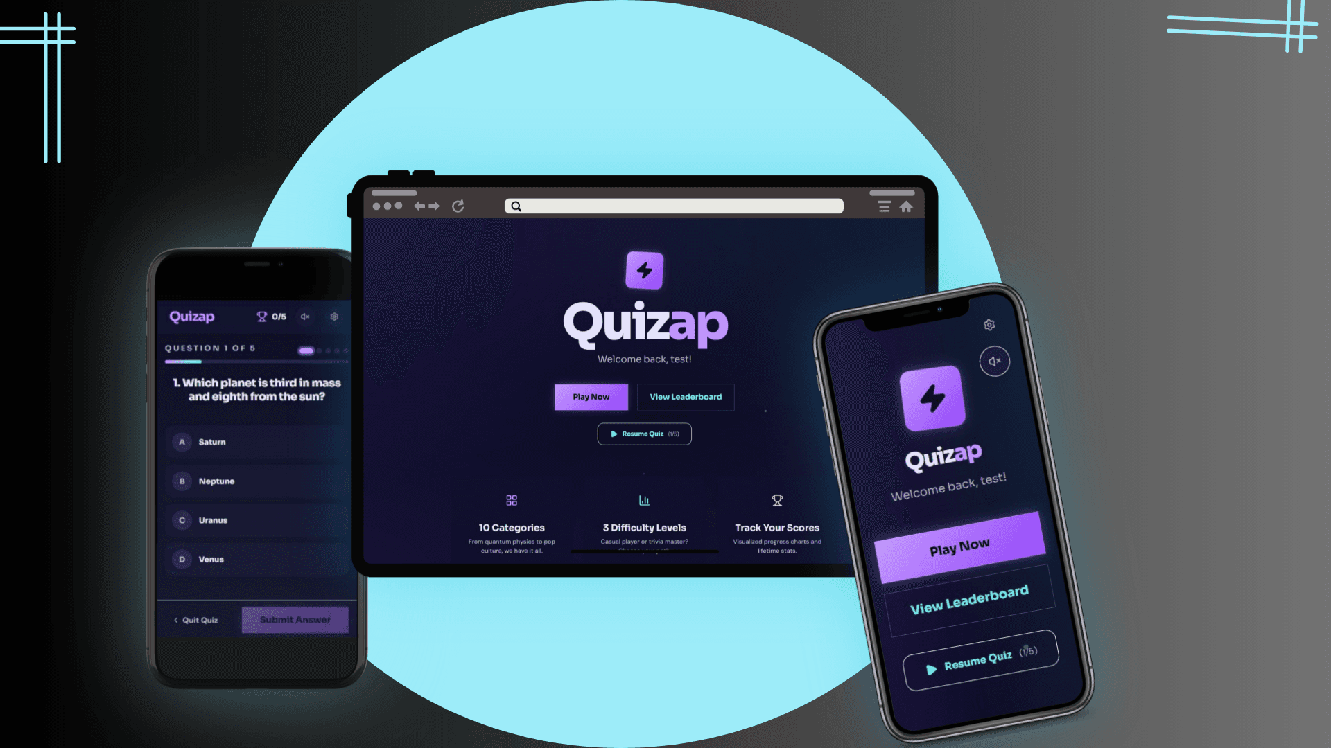 Quizap - A trivia quiz app with leaderboard and score tracking.